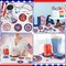 8 Pcs 4th of July Patriotic Diamond Art Coasters Kit Red Blue White Memorial Day Star Diamond Painting Coasters with Holder American Independence Day Art Kit for Adults Kids Craft Decor